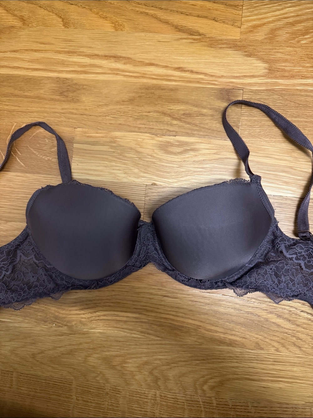 Victoria's Secret Padded Lace Underwire Bra - Dark Brown